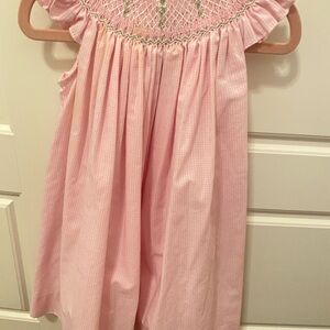Pink Smocked Kids Casual Dress